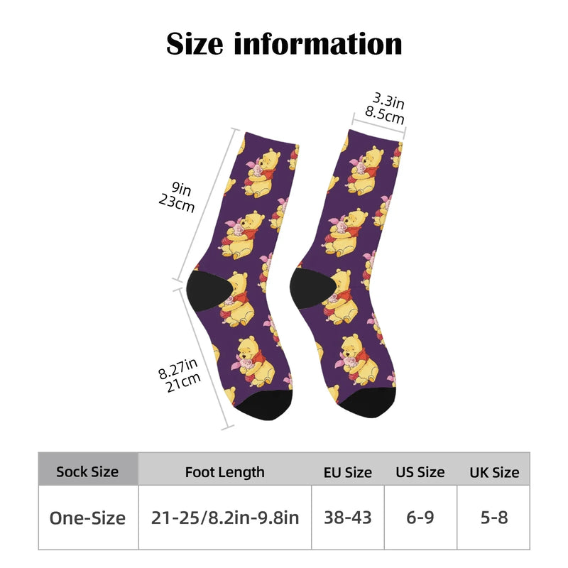 Novelty funny Winnie the Pooh print compression socks men's socks Harajuku retro soft and comfortable happy crazy party gift