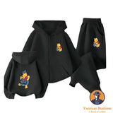 Winnie The Pooh Spring Autumn Cute 2Pcs Casual Hoodie+Pants Tracksuits 3-14 Years Boys Girls Outfits Children Clothes