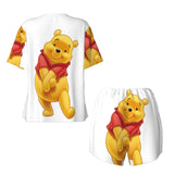 Custom Winnie The Pooh Pajama Sets Womens 2 Piece Short Sleeve Pjs Shorts Sleepwear