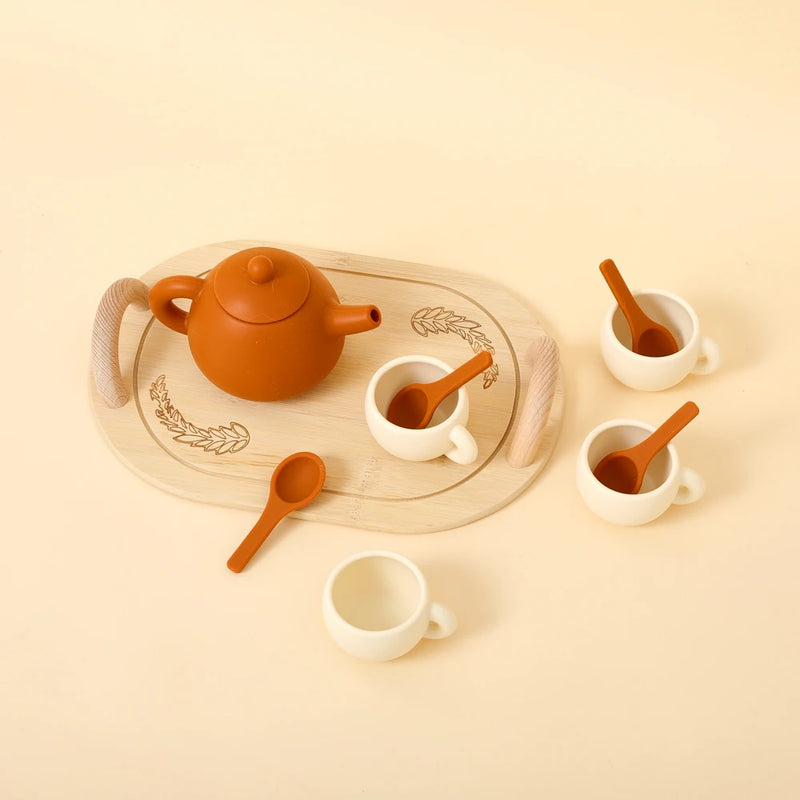 Wooden Afternoon Tea Set Toys,Early Educational Toys for Toddlers,Kitchen Accessories Afternoon Tea Party Food Play Girls Toys