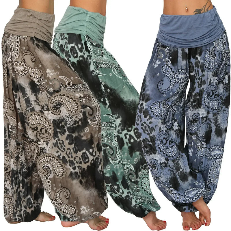Plus Size 1XL-8XL Woman‘s Fashion  Multi-color Digital Printed Harem Pants Trousers Ladies Long Leg Wide Leg Pants Pants