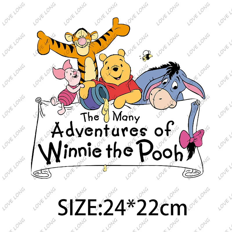 Winnie the Pooh  Clothing Thermoadhesive Patches High quality adhesive backing Iron-on Cartoon Stickers Cheap  DIY Appliques