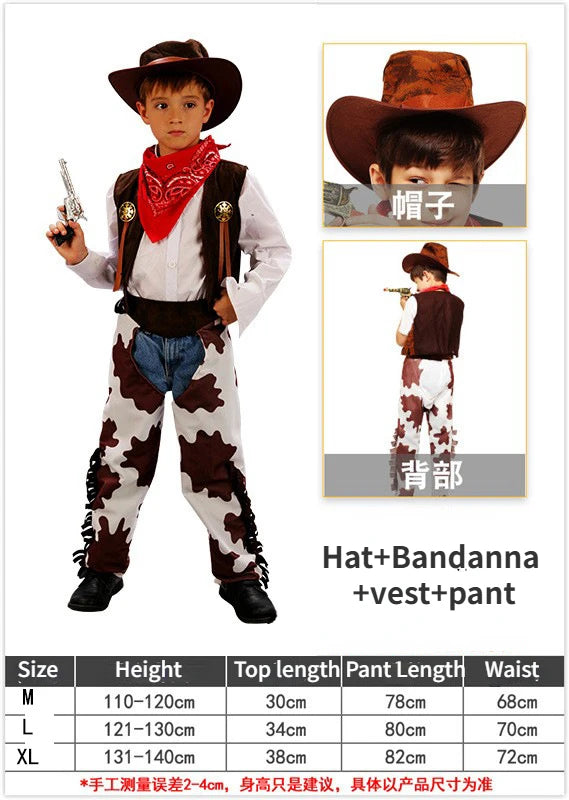 Wild West Cosplay Western Cowboy Cowgirl Costume Halloween Dress Up Clothes for Adult Kids Role Play Party Fancy Outfits Gifts