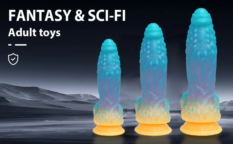 Luminous Fantasy Dildo Silicone Anal Monster Dildo Huge Thick Long Realistic Dragon Dildo Giant Soft Suction for Women Flexible