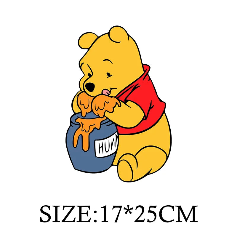 Winnie the Pooh Bear Cartoon Patches for Clothes Heat Transfer Thermal Stickers DIY Kids T shirt Iron on for Women Appliqued