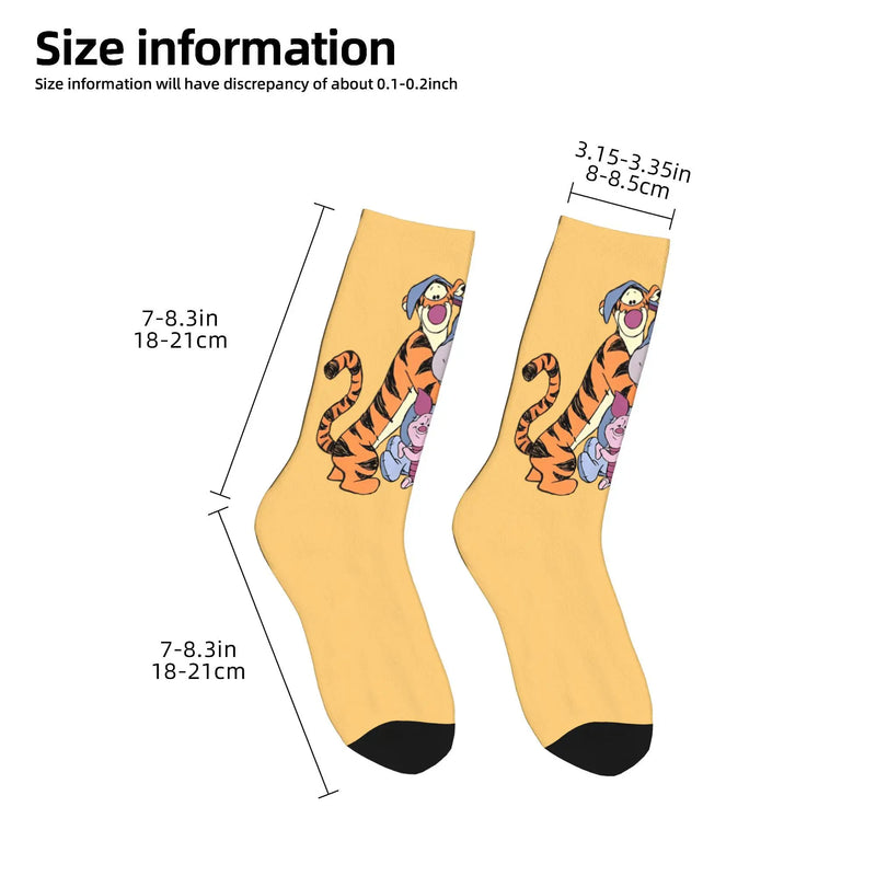 Winnie The Pooh Group Hug Socks Men Women Polyester Funny Happy Eeyore Piglet Tigger Harajuku Middle Tube Socks Gift Stockings