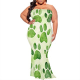 Plus Size Cow Print Strapless Maxi Dress for Women - Brown & Beige S-3XL | Trendy Summer 2025 New Arrival | Casual Party Outfit