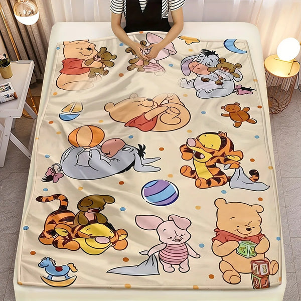 1PC Winnie the Pooh Blanket for Cozy ,Multifunctional blanket suitable for home,  travel, camping, nap cover blanket.
