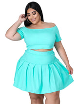 5xl Plus Size Women Clothing Wholesale Summer Outfits Crop Tops and Pleated Skirt Tracksuit Sweet Dress Suits Dropshipping
