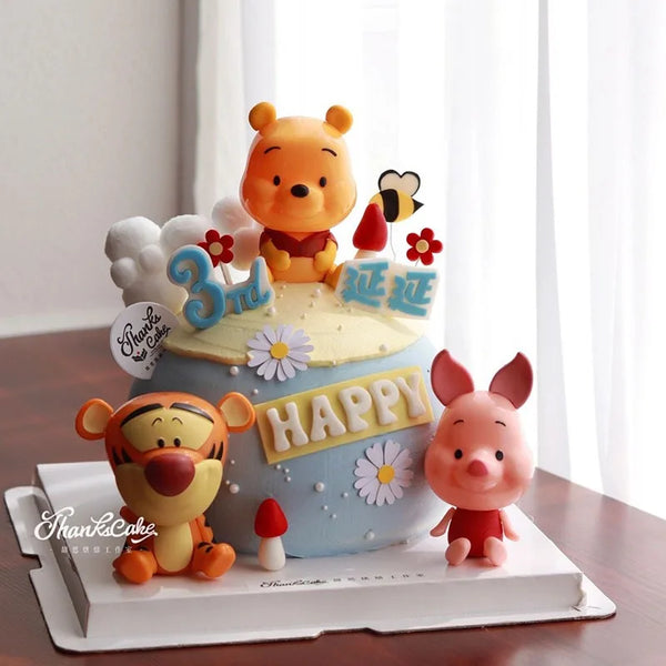 Disney Cartoon Winnie The Pooh Ornaments Cute Animal Dolls Piggy Winnie The Pooh Tigger Cake Baking Decoration Ornaments