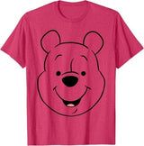 Winnie The Pooh Classic Cotton Tshirt Pink Blue Color Options Cartoon Face Print Short Sleeve Casual Tops 2025 Streetwear