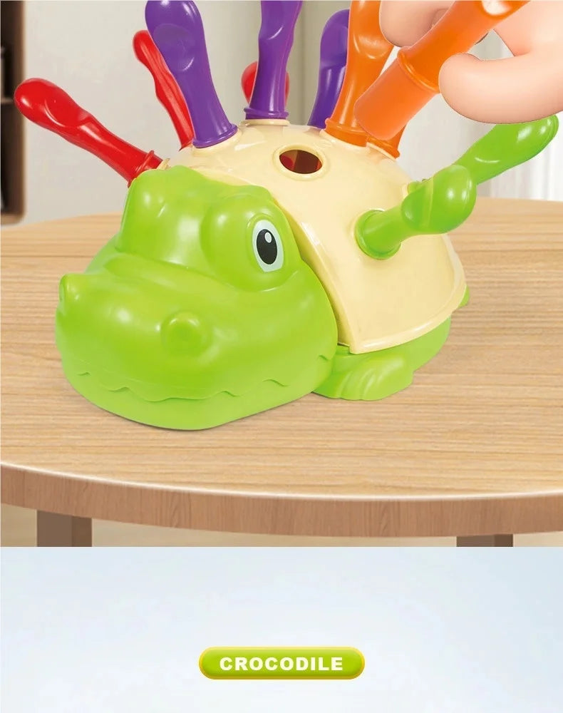 Children's Educational Toys Include Crocodile Inserts, Color and Number Matching, and Finger Fine Movement Exercises to Increase Children's Visual Perception of Color