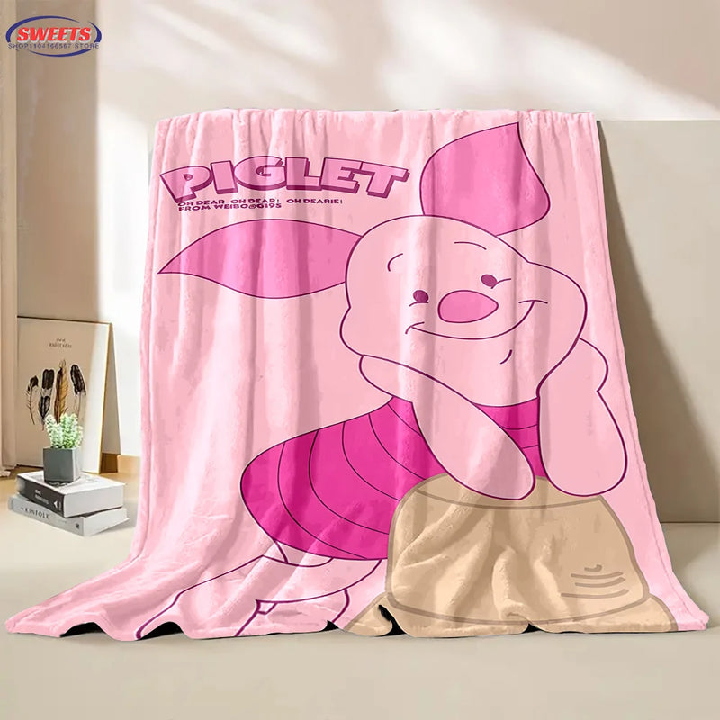 3D Winnie the Pooh Piglet  Cartoon Flannel Blanket for Bed Bedroom Sofa Picnic,Throw Blanket for Cover Outdoor Leisure Nap Gifts