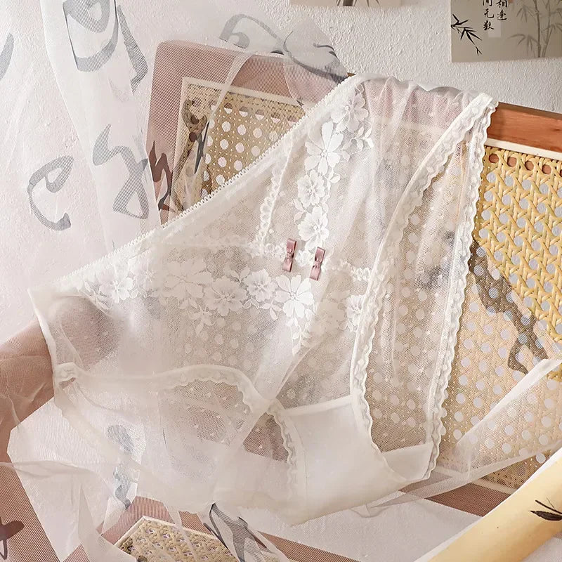 XL-5XL Women's Underwear Sexy Lace Panties Girls Flower Comfort Briefs Large Size Mid Waist Seamless Underpants Female Lingerie