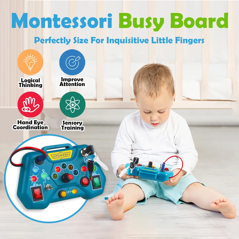 Montessori Busy Board Toys for Toddlers Gifts for 3 Year Old Baby Boys Girls Educational Learning Toys Toddler Travel Toys