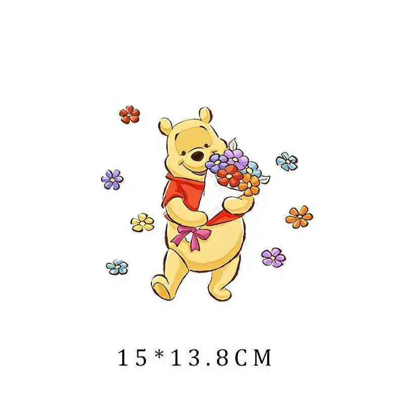 Miniso Co branded IP Winnie The Pooh Heat Transfer Clothes Stickers For Children Iron On Transfer Patches For Clothes Decor