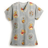 Winnie The Pooh Clinic Hospital Nurse Workwear Teeth 3D Printing T-shirt Women's V-neck Pocket Medical Clothing Nursing Top Work