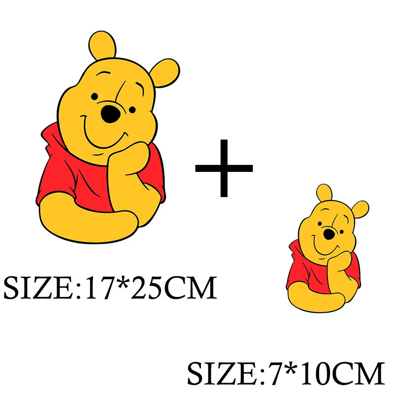 Winnie the Pooh Bear Cartoon Patches for Clothes Heat Transfer Thermal Stickers DIY Kids T shirt Iron on for Women Appliqued