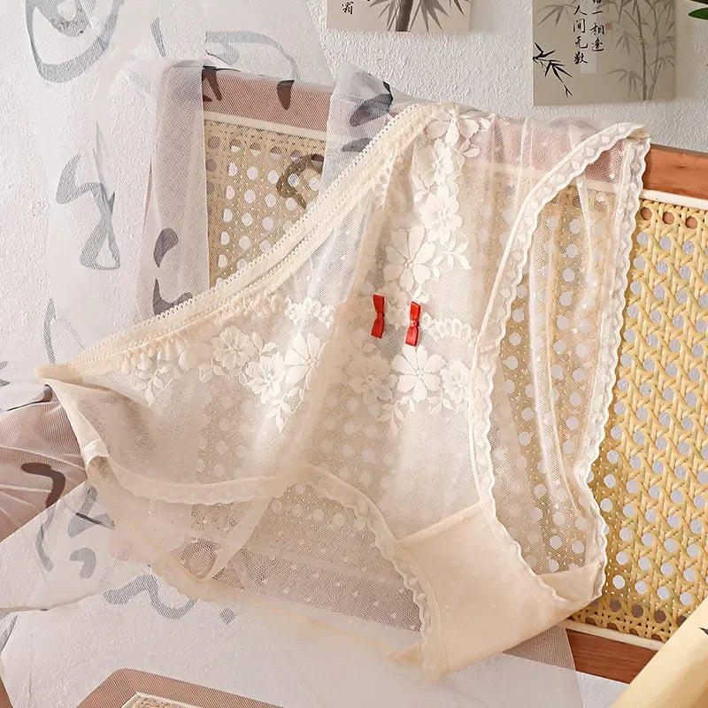 XL-5XL Women's Underwear Sexy Lace Panties Girls Flower Comfort Briefs Large Size Mid Waist Seamless Underpants Female Lingerie