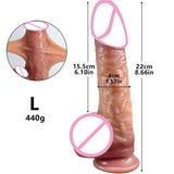 Vibration Sliding Foreskin Dildo USB Charging Suction Cup Strap on Dildo For Women and Man Realistic Silicone Penis GSpot Dildo