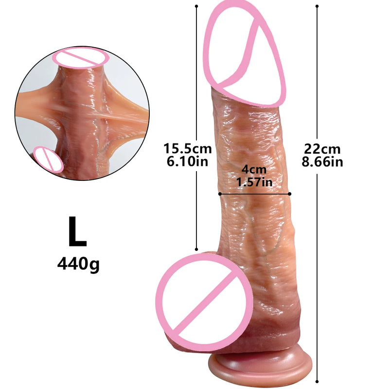 Vibration Sliding Foreskin Dildo USB Charging Suction Cup Strap on Dildo For Women and Man Realistic Silicone Penis GSpot Dildo