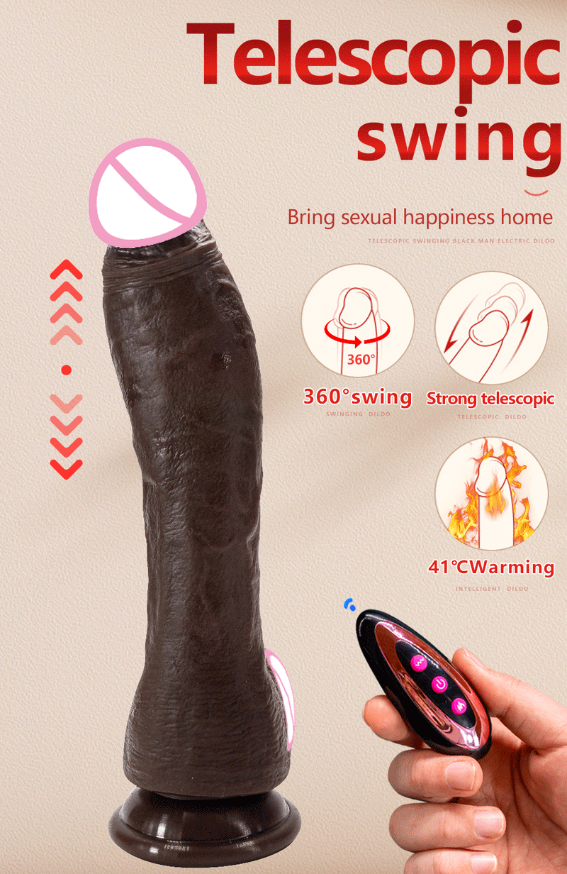 10.6in Long Realistic dildo Black vibrator penis telescopic Swing Heating silicone dildo remote control Dildo Vibrator for women