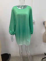 New XL Plus Size Women's Clothing from Europe and America; Casual Gradient Long Sleeve Dress