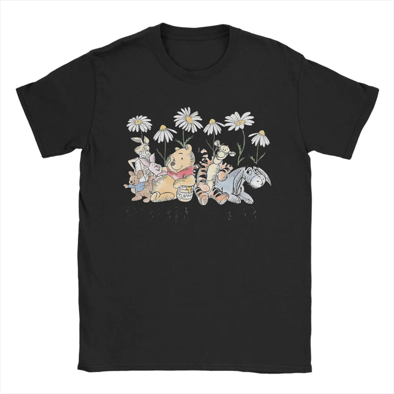 Winnie the Pooh Bear Friends EST 1926 T Shirts Men Cotton Male T-Shirt Round Neck Eeyore Tigger Piglet Tee Shirt merch Big Size