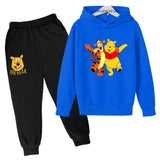 Children Hoodie Winnie the Pooh Cartoon Print Kids Set Sweatshirt +Pants Boys Girls Toddler age 3-12 Girls Clothes Pullover
