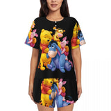 Custom Winnie The Pooh Pajama Sets Womens 2 Piece Short Sleeve Pjs Shorts Sleepwear