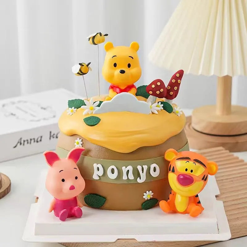 Disney Cartoon Winnie The Pooh Ornaments Cute Animal Dolls Piggy Winnie The Pooh Tigger Cake Baking Decoration Ornaments