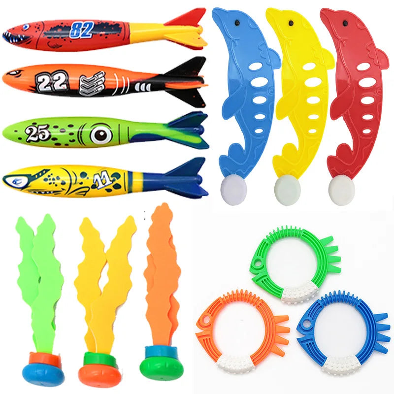 Swimming Diving Toys Children's Fish Dolphin Buoy Pool Treasure Hunt Diving Water Diamond Kids Water Game Toys Set Reusable Gift