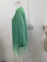 New XL Plus Size Women's Clothing from Europe and America; Casual Gradient Long Sleeve Dress