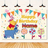 Custom Cartoon Winnie the Pooh Photography Background Personalized Name Children Birthday Decoration Party Supplies Banner