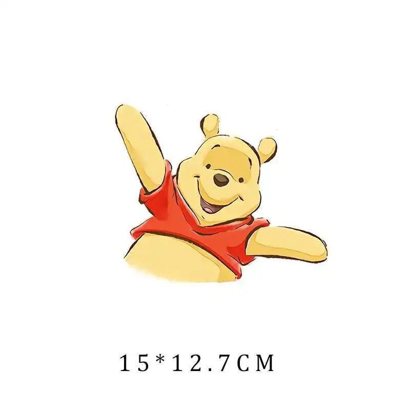 Miniso Co branded IP Winnie The Pooh Heat Transfer Clothes Stickers For Children Iron On Transfer Patches For Clothes Decor