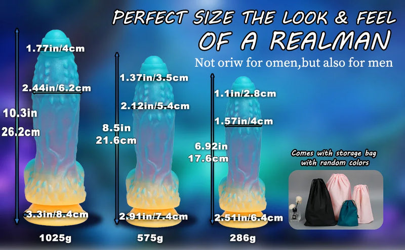 Luminous Fantasy Dildo Silicone Anal Monster Dildo Huge Thick Long Realistic Dragon Dildo Giant Soft Suction for Women Flexible