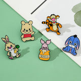 5 Pcs Cute cartoon soft Winnie the Pooh Brooch Winnie the Pooh and Tigger Metal Badges Bunny pin accessories