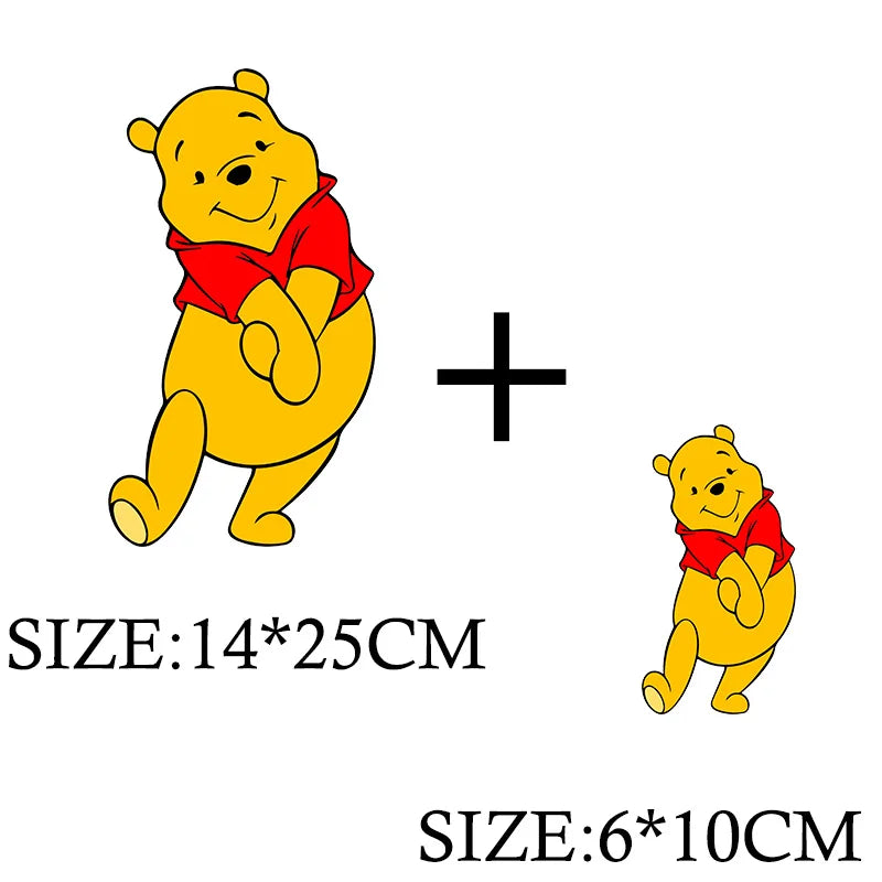 Winnie the Pooh Bear Cartoon Patches for Clothes Heat Transfer Thermal Stickers DIY Kids T shirt Iron on for Women Appliqued