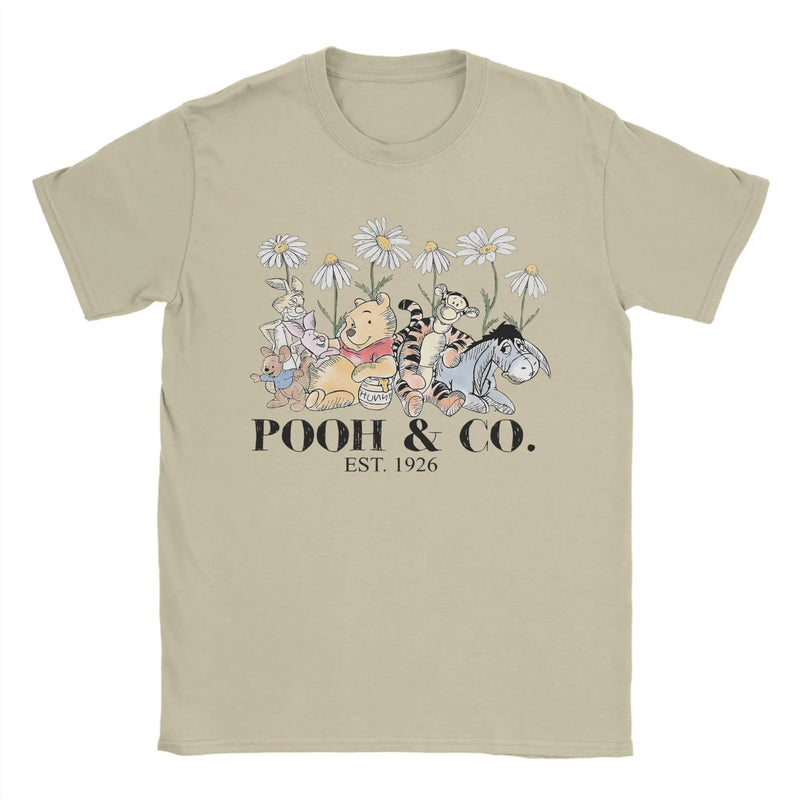 Winnie the Pooh Bear Friends EST 1926 T Shirts Men Cotton Male T-Shirt Round Neck Eeyore Tigger Piglet Tee Shirt merch Big Size