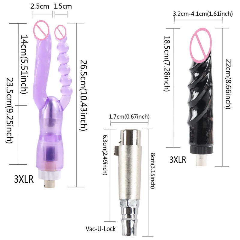 Fredorch Sex Machine Accessories 3XLR Connector Big Dildo Skin Color Dildo Vibrating Dildo Bendable Dildo Heated Dildo Vagina