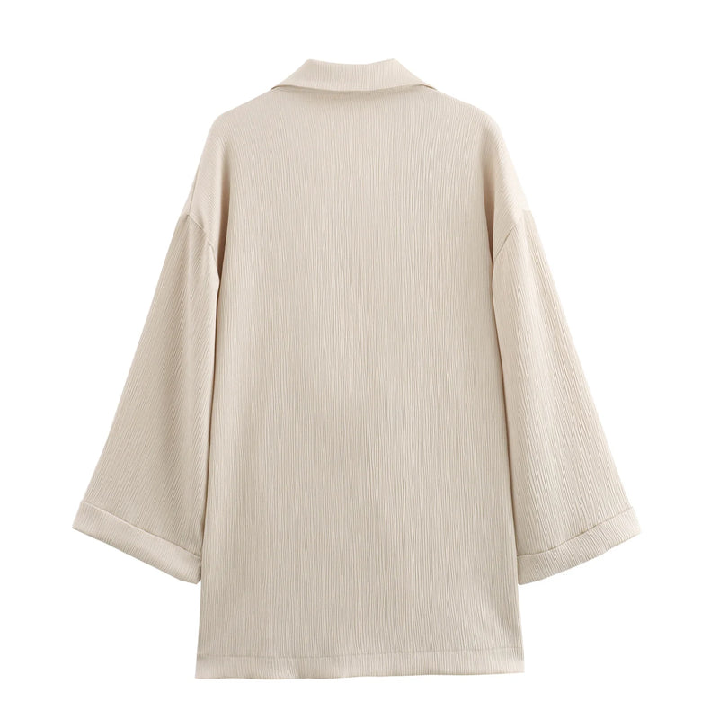 2024 Autumn Women Casual Blazer Coat Pants Set Long Sleeve Double Breasted Blazer + Wide Leg Trousers Lady Office Outfit