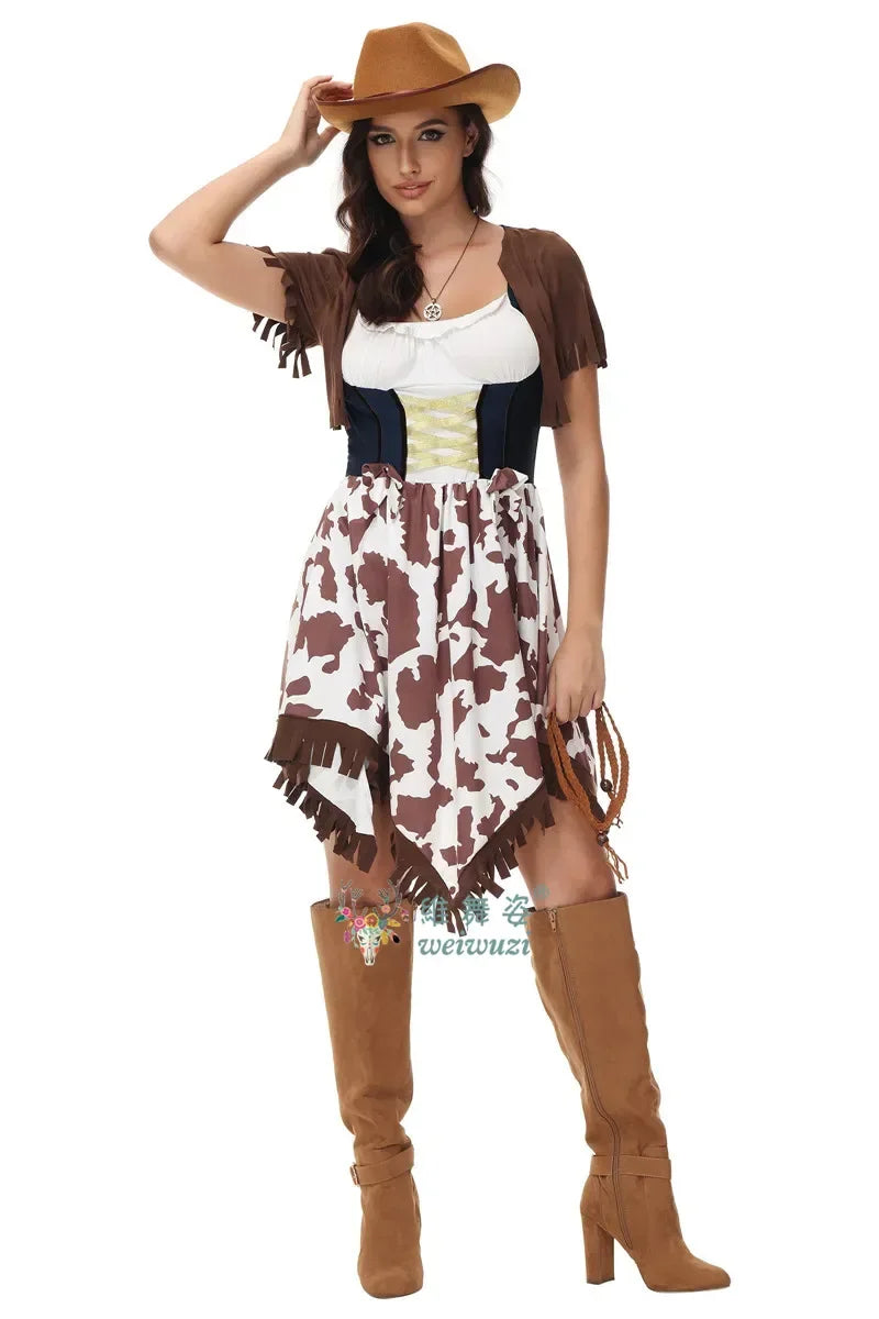 Halloween Costume Adult Female Western Cowboy Costume Sexy Halloween Cosplay Masquerade Cosplay Costume Show Fancy Dress Pretty
