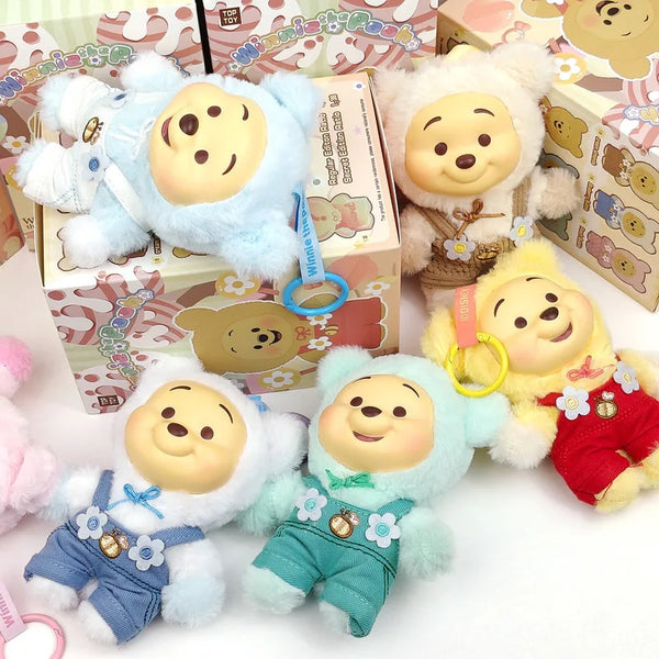 New Cartoon Winnie The Pooh Bear Vinyl Face Plush Toy Bag Charm Blind Box Soft Stuffed Doll Trendy Winnie The Pooh Gift