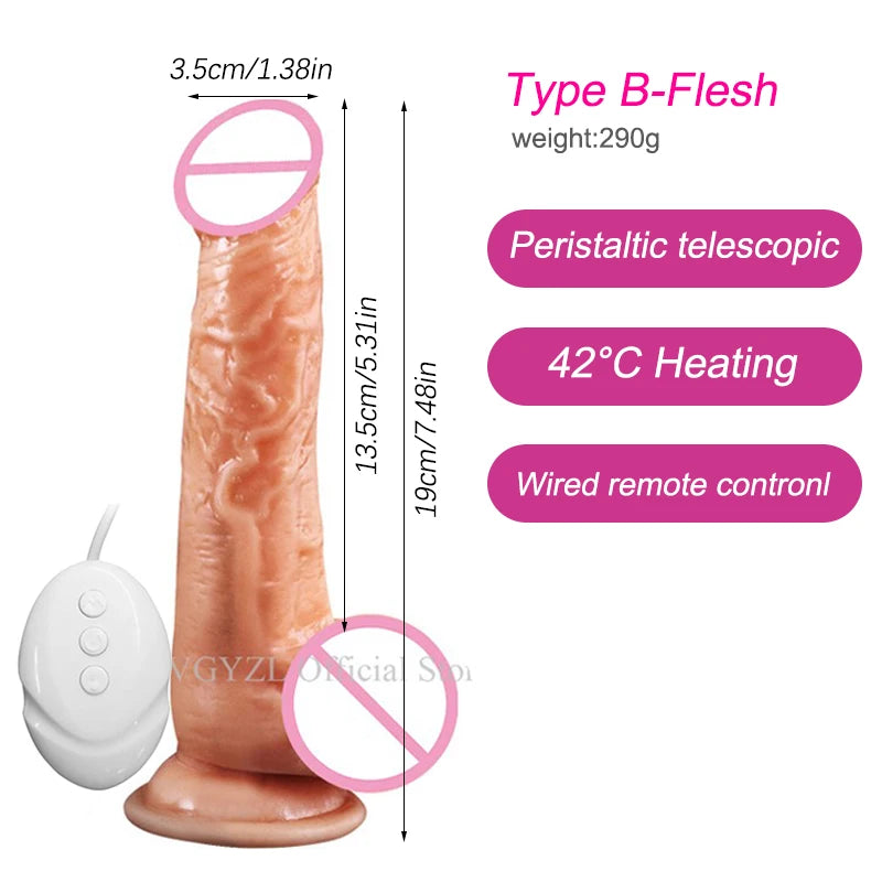 10.6in Long Realistic dildo Black vibrator penis telescopic Swing Heating silicone dildo remote control Dildo Vibrator for wome