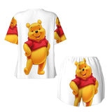 Custom Winnie The Pooh Pajama Sets Womens 2 Piece Short Sleeve Pjs Shorts Sleepwear