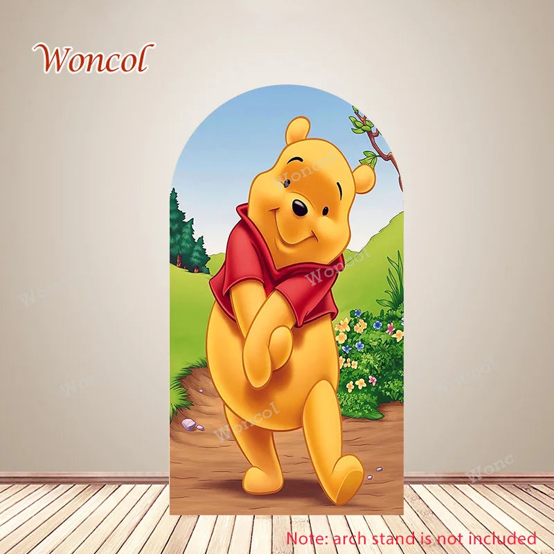Winnie The Pooh Arch Cover Piglet Eeyore Tigger Pooh Birthday Backdrop Polyester Custom Winnie The Pooh Double-Sided Arch Cover