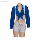 Sexy Cowboys Cheerleader Costume Women Adult High School Girl Cheerleading Sports Meeting Uniform Top Amp Shorts Set Carnival