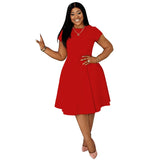 L-4XL Plus Size Clothes Dresses Women Robes Spring Summer Short Sleeve Street Style Casual 3XL Big Size Oversized Midi Dress