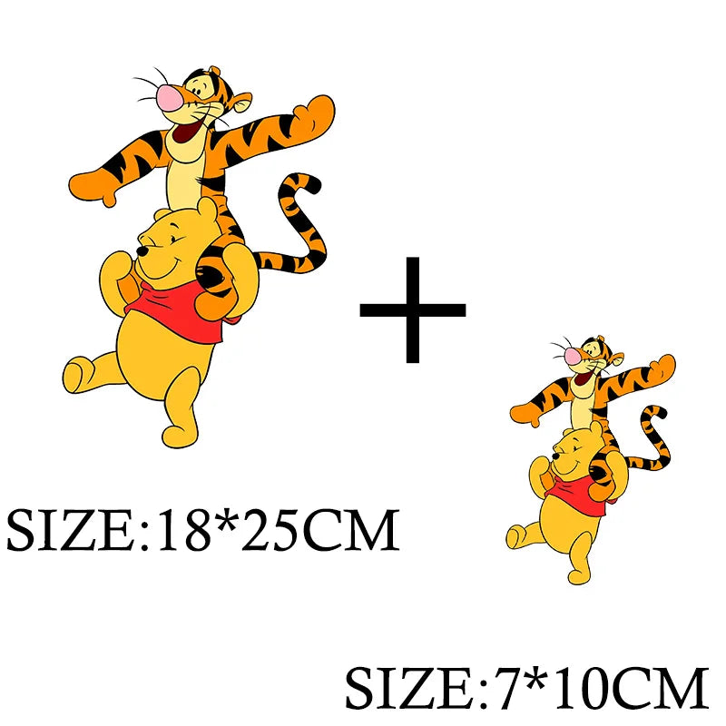 Winnie the Pooh Bear Cartoon Patches for Clothes Heat Transfer Thermal Stickers DIY Kids T shirt Iron on for Women Appliqued