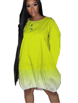 New XL Plus Size Women's Clothing from Europe and America; Casual Gradient Long Sleeve Dress